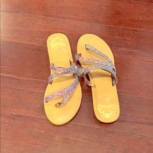 Purple pink holographic glitter sandals